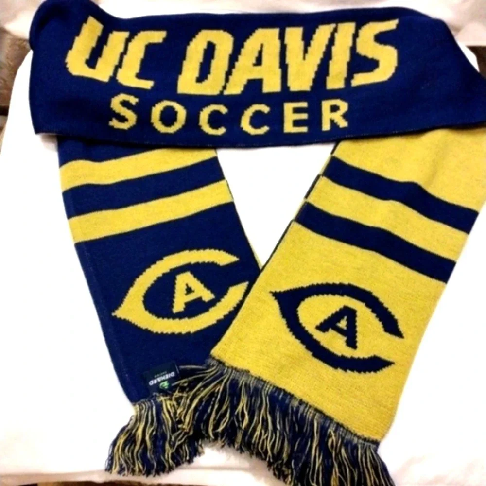UC Davis Soccer Scarf Blue & Gold UNISEX Fringed Scarf University of California